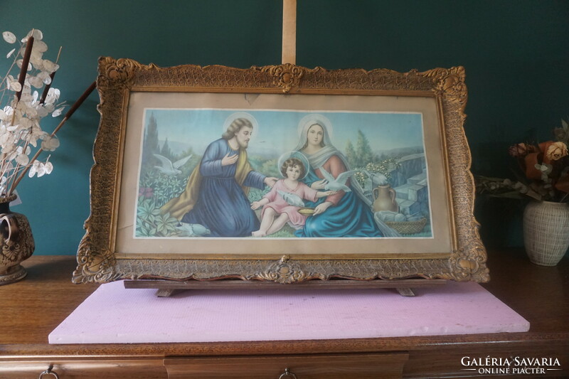 Jézus Máriával és Józseffel poszterkép üvegborítással
