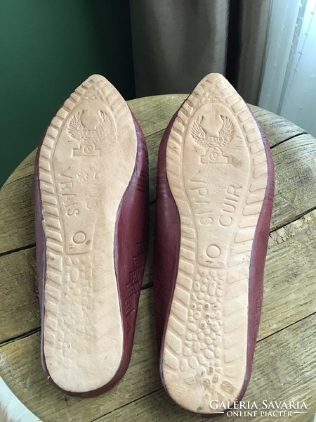 Tunisian handmade women's leather slippers