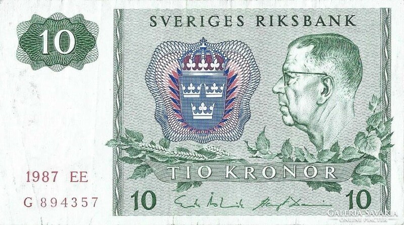 10 kronor korona 1987 Svédország