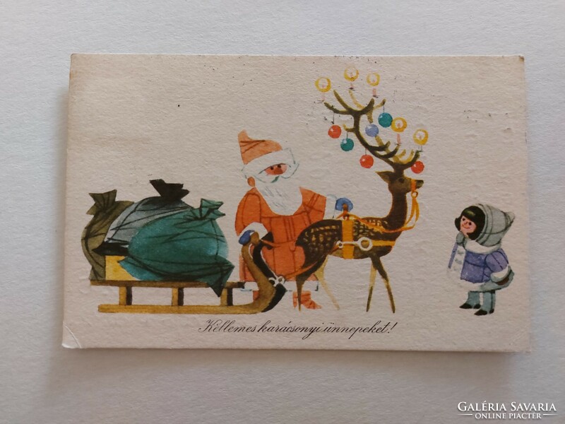 Régi karácsonyi képeslap Mikulás 1965