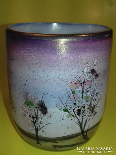 Eisch marked original extremely rare painted small vase also in the collection