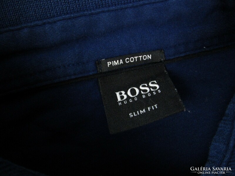 EREDETI HUGO BOSS SLIM FIT (L) ELEGÁNS FÉRFI SÖTÉTKÉK HOSSZÚ UJJÚ PÓLÓ