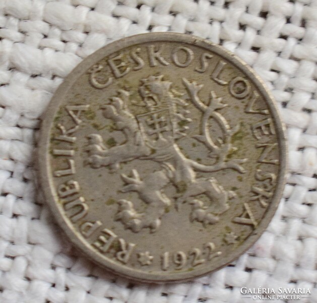 Csehszlovákia 1 korona, 1922 , pénz , érme