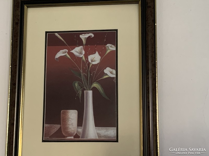Retro álló falikép kála virág csendélet természet váza fali dekor 36 x 27 cm