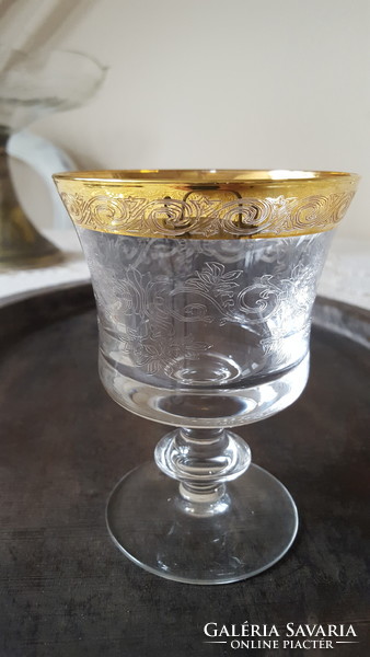 Beautiful Murano Medici stemmed wine glasses with gold rim, 4 pcs.