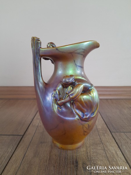 Antique Zsolnay eozin Art Nouveau harvester vase