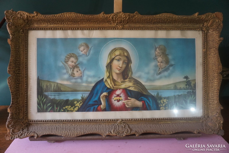 Máriát ábrázoló poszterkép üvegborítással