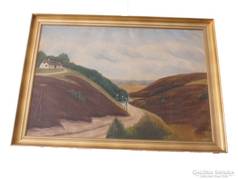 Painting by A. Fischer: house on the hill (original title unknown)