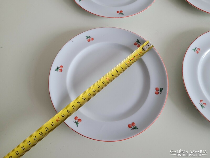 Retro 4 db cseresznye mintás Alföld porcelán tányér 19,5 cm cseresznyés tányér