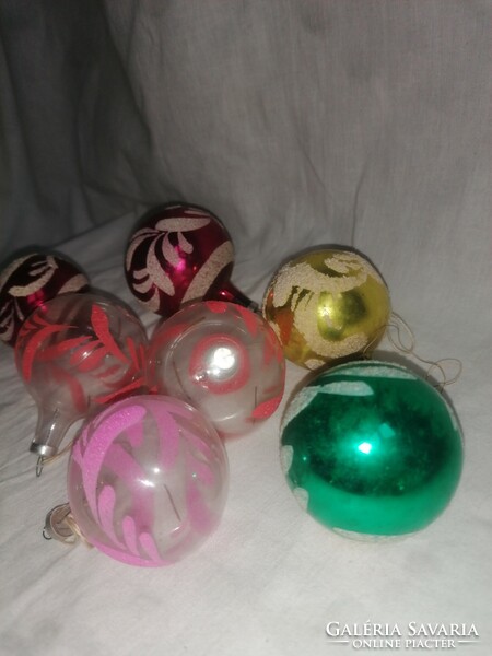 7 pieces of painted glass sphere Christmas decorations
