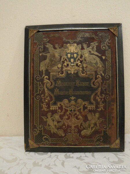 Modern art iii. Meister-holzschitten book cover in a frame (woven on wooden frame)