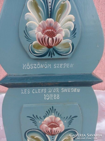 Unique painted floral mantel clock case from 1988. Without structure