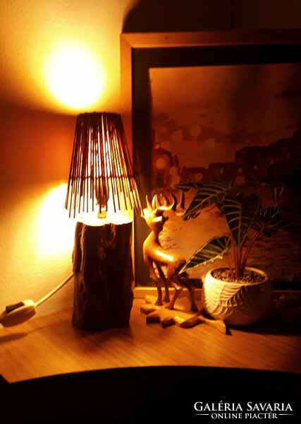 Unique, retro, rustic, wooden bedside lamp mood lamp