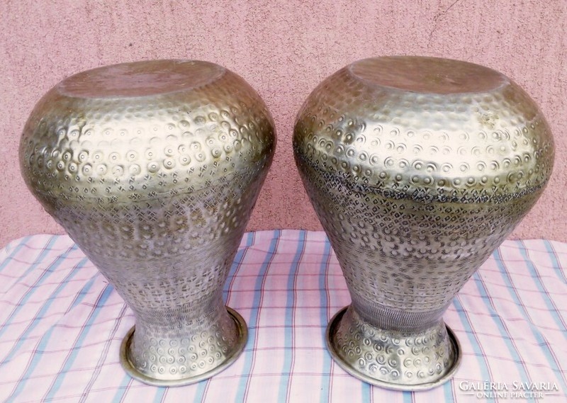 Vitange alpaca flowerpot in pairs, handcrafted hammered sides with elaborate pieces