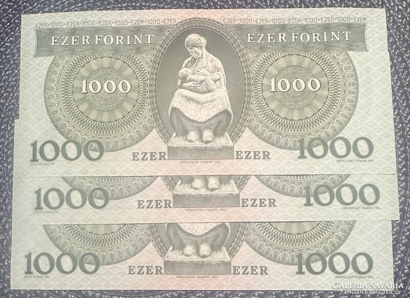 1000 forint 1983 március A - 3db sorszámkövető - UNC