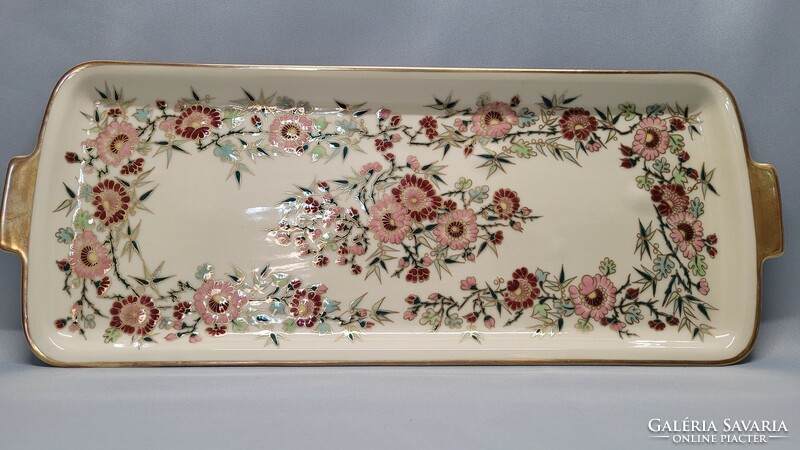 Zsolnay hand-painted wild rose sandwich and cake serving plate