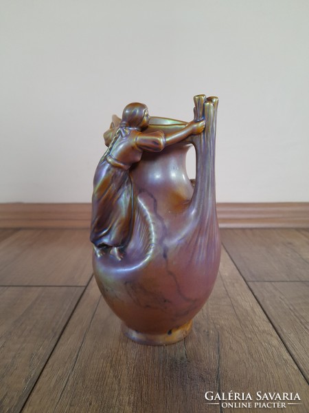 Antik Zsolnay eozin szecessziós arató váza
