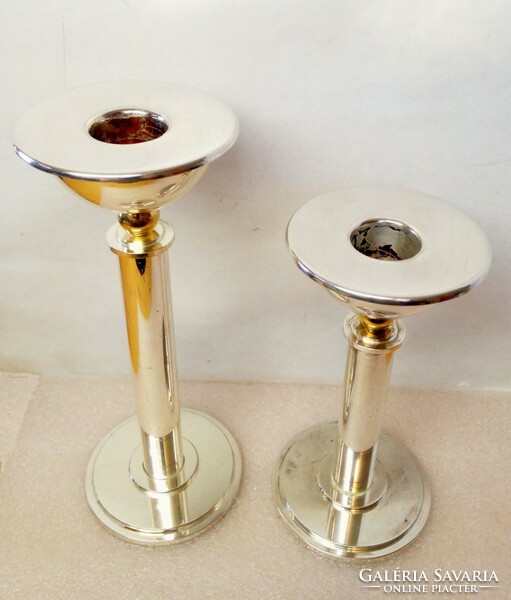 Half size silver plated art deco candle holder pair wmf Germany