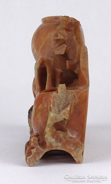 1Q503 old carved grease stone oriental ornament 18.5 Cm