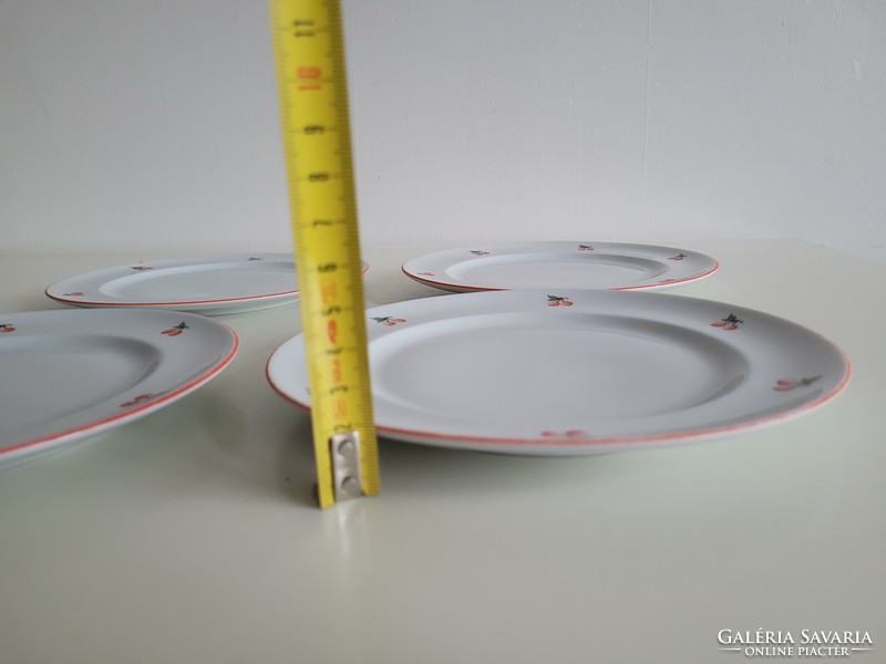 Retro 4 db cseresznye mintás Alföld porcelán tányér 19,5 cm cseresznyés tányér