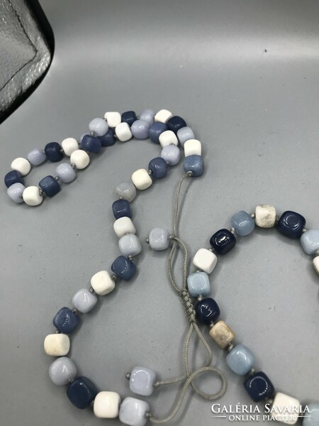 Pastel-colored quartzite mineral square-cut stone necklace and bracelet on a sliding clasp cord