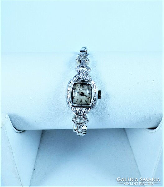 Dazzling antique 14k white gold glycine women's watch with diamonds, usa, ca. 1930!!!