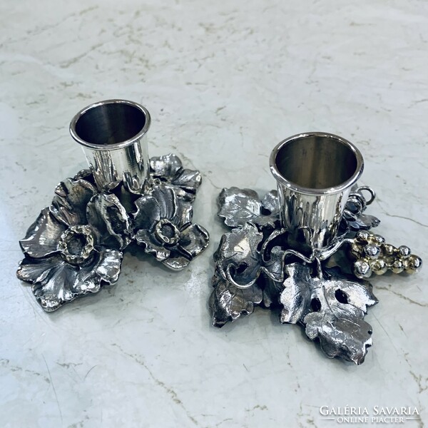 Pair of 925 silver candle holders, hallmarked, video available