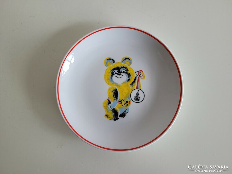 Retro 1980 Moscow Olympics symbol misa teddy bear Raven House porcelain old bowl wall bowl