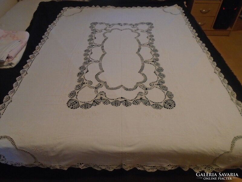 Beautiful old white table cloth handmade