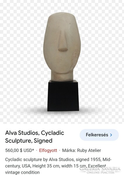 Cycladic head sculpture decoration negotiable art deco design