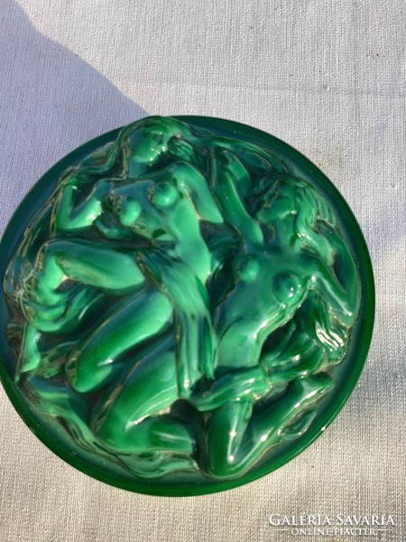 Curt schlevogt malachite glass bombonier 10 cm.