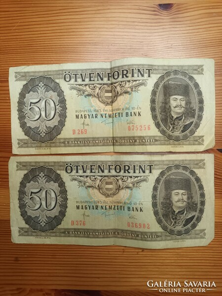 500 Forint 1990 1969 100 Forint 1992 1989 50 Forint 1983 2 db./ 1989 4.db Egyben Eladó  ! 10 db. !