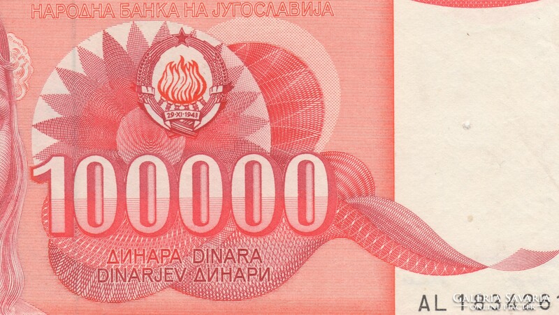 *100000 DINARA 1989 JGOSZLÁVIA*