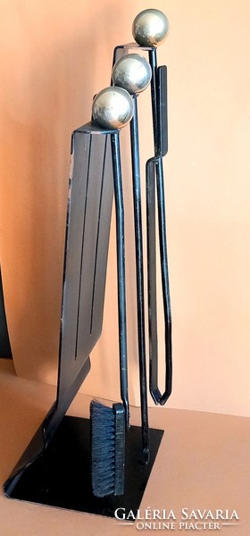 Jacques Adnet Francia design kovácsoltvas kandalló szett ALKUDHATÓ