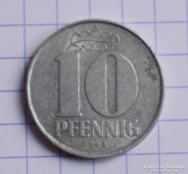 Német Demokratikus Köztársaság 10 pfennig , 1968 , pénz , érme