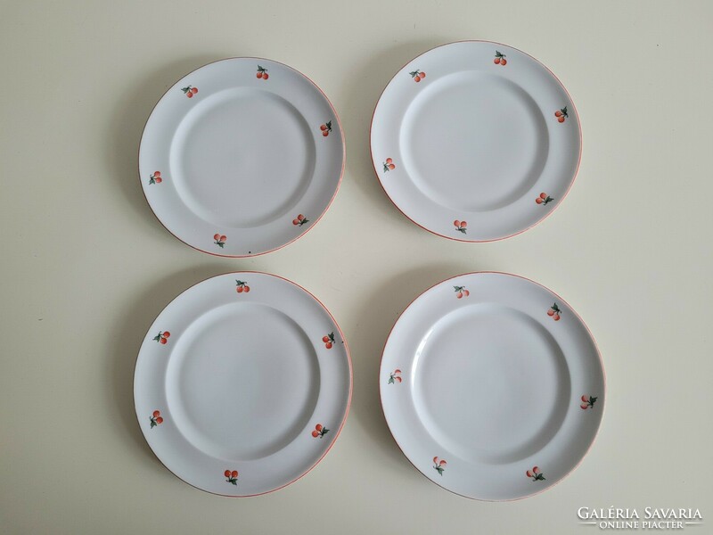 Retro 4 cherry-patterned lowland porcelain plates 19.5 cm cherry plate