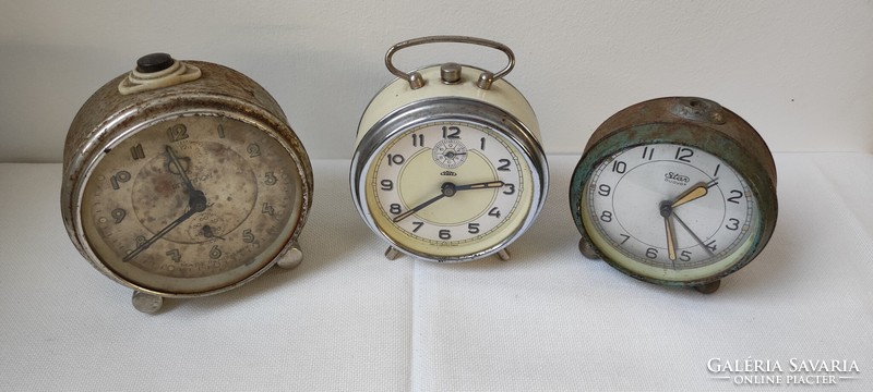 Old alarm clocks in one