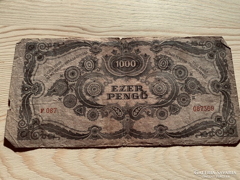 1000 Pengő 1945 Jul.15 /F087 087369/ with dezma stamp