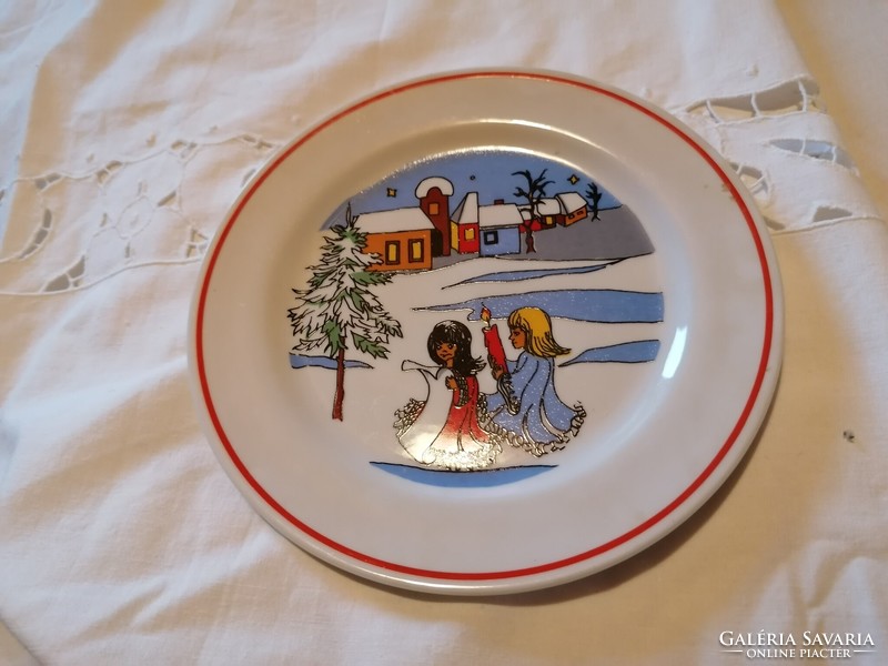 Zsolnay Christmas fairy pattern porcelain flat dessert plate