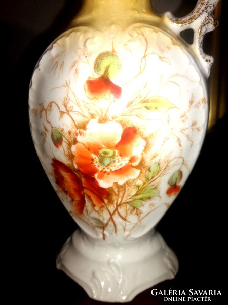 Art Nouveau poppy flower Carlsbad antique ceramic vase -16 cm