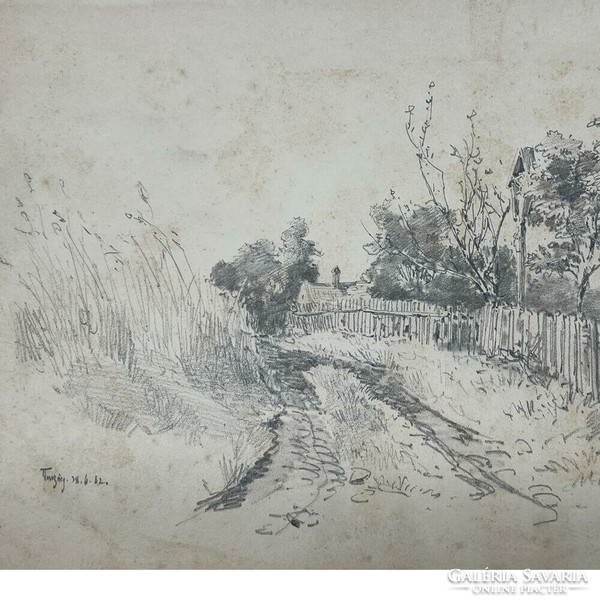 XIX. Century painter, presumably: William Hahn (1829 - 1887): village end f00396