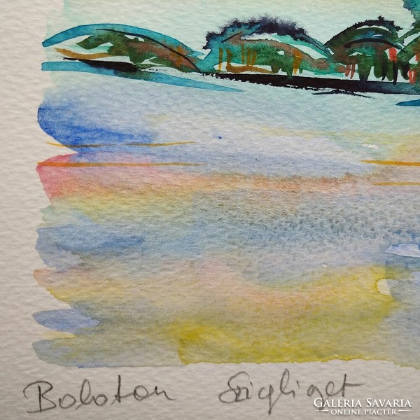 Litkey Bence: "Balaton  Szigliget" című gyönyörű akvarellje