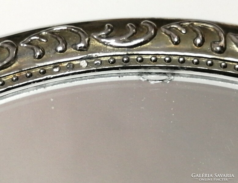Baroque-style bathroom mirror with silver-plated handle