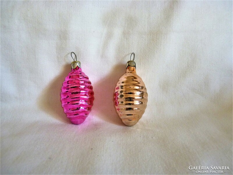 Old glass Christmas tree decorations - 2 pcs 