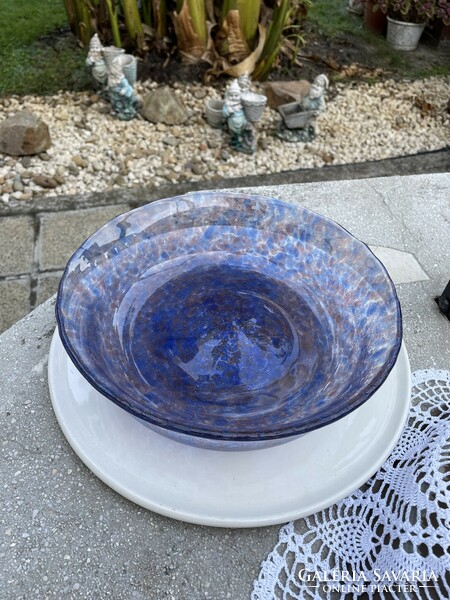 Retro színàtmenetes asztalközép kínáló  Gyönyörű Fátyolüveg fátyol karcagi berekfürdői üveg