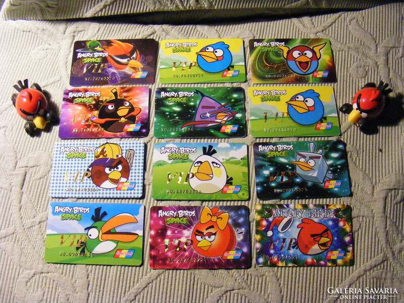 Angry Birds Space VIP kártya gyűjtemény 12 db-os  + 2 db Angry Birds kisautó 2012 Mattel