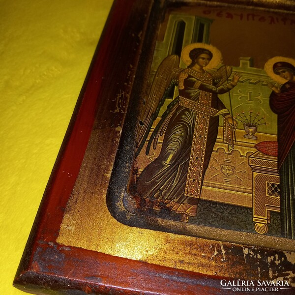 Aranylappal, kézzel fára festett Bizánci Ikon,.Tanusítvánnyal.