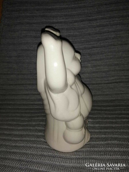 Porcelain laughing Buddha figure 19 cm (2)