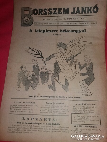 Antique Borszem Jankó public life political humor satirical weekly newspaper 1928 / numbers 1-10 10 pieces in one