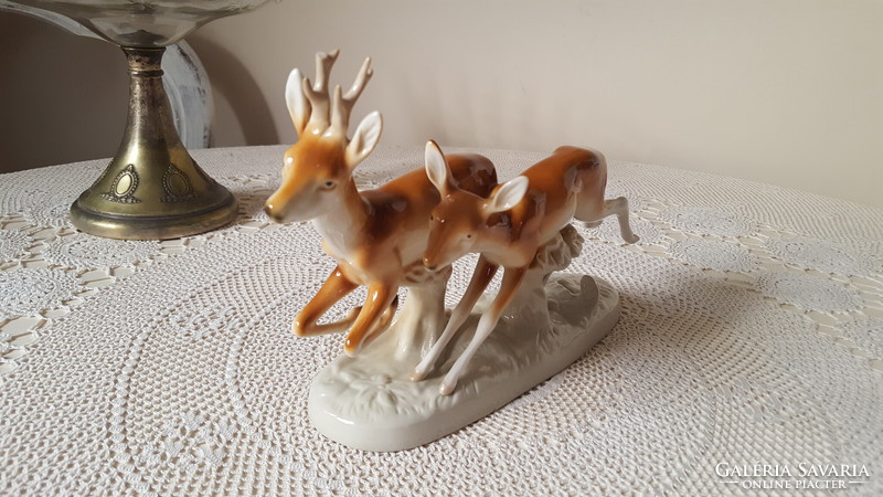 Royal dux porcelain deer pair